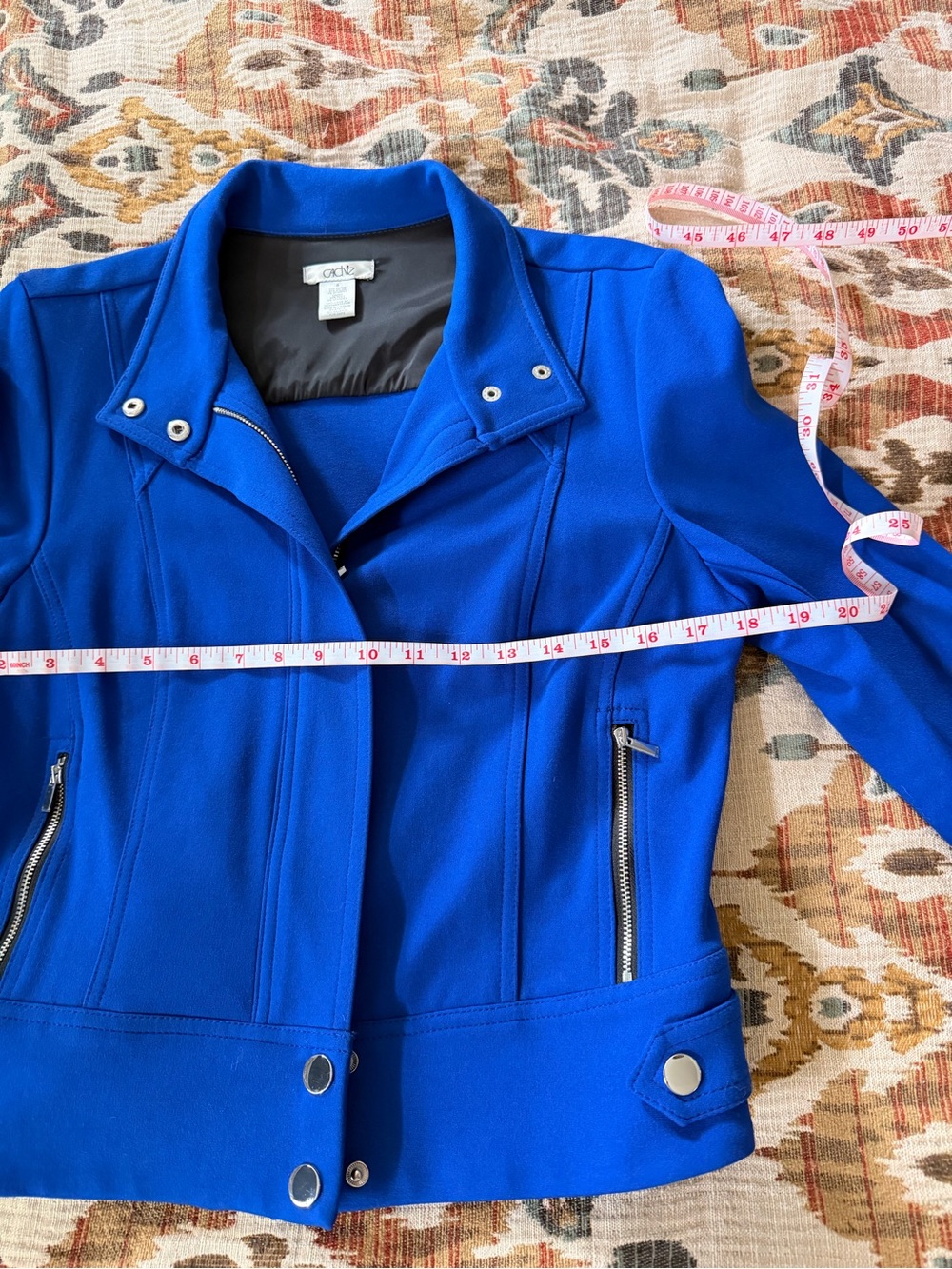 Cache Electric Blue Moto-Style Zip Jacket - Picture 7 of 9